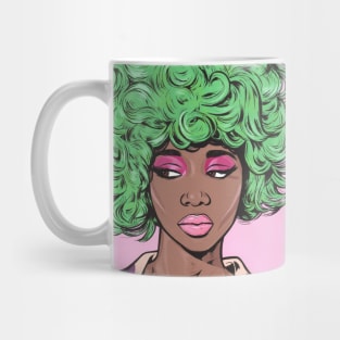 Green Kawaii Comic Girl Mug